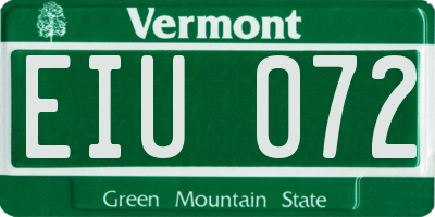 VT license plate EIU072