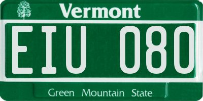 VT license plate EIU080