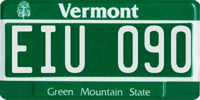VT license plate EIU090