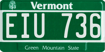 VT license plate EIU736