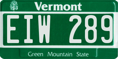 VT license plate EIW289