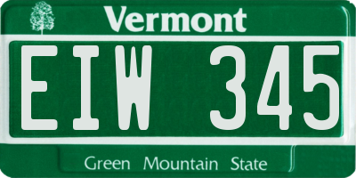 VT license plate EIW345