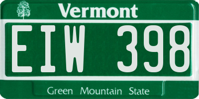 VT license plate EIW398