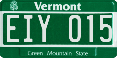 VT license plate EIY015