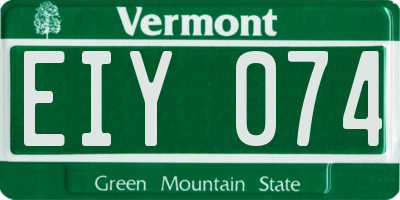 VT license plate EIY074