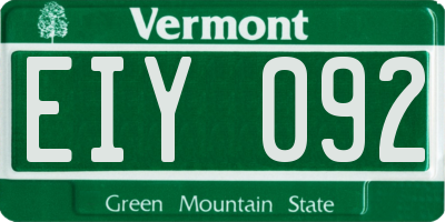 VT license plate EIY092