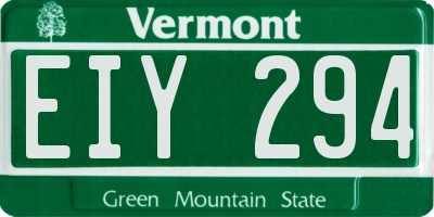 VT license plate EIY294
