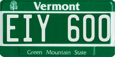 VT license plate EIY600