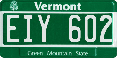 VT license plate EIY602