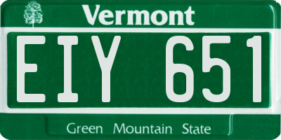 VT license plate EIY651