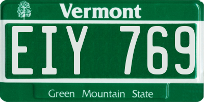 VT license plate EIY769