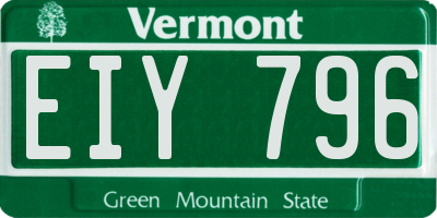 VT license plate EIY796