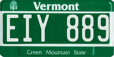 VT license plate EIY889