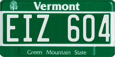 VT license plate EIZ604