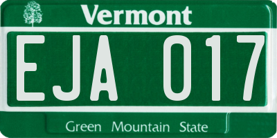 VT license plate EJA017