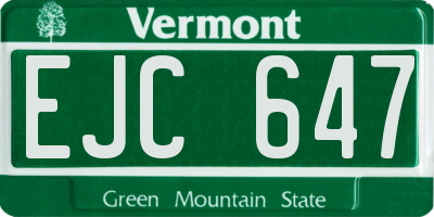 VT license plate EJC647
