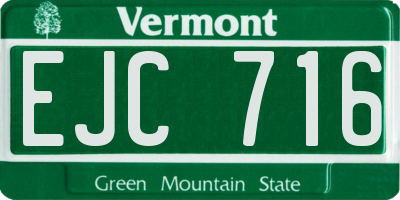 VT license plate EJC716