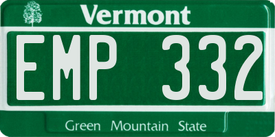 VT license plate EMP332