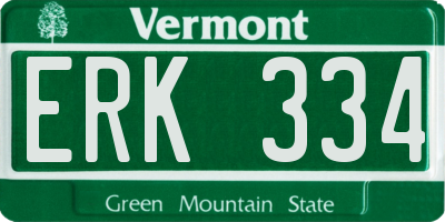 VT license plate ERK334