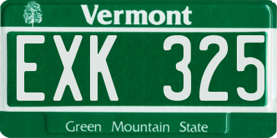 VT license plate EXK325