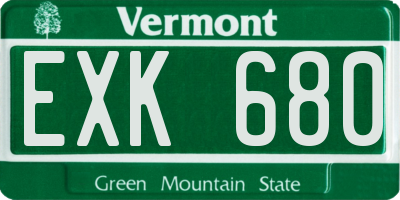 VT license plate EXK680