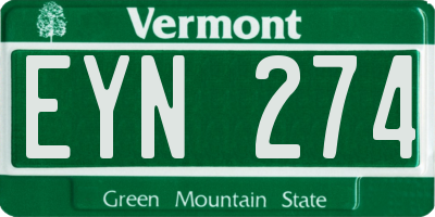 VT license plate EYN274