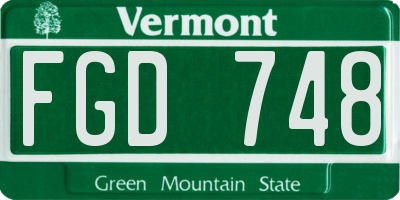 VT license plate FGD748