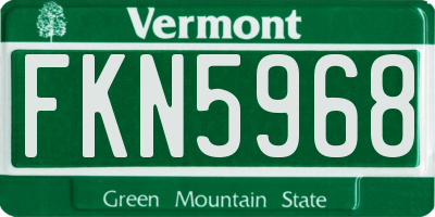 VT license plate FKN5968