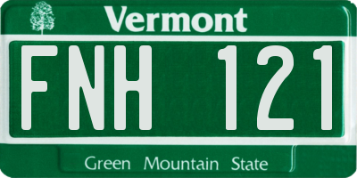 VT license plate FNH121