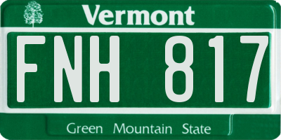VT license plate FNH817