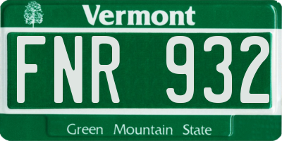 VT license plate FNR932