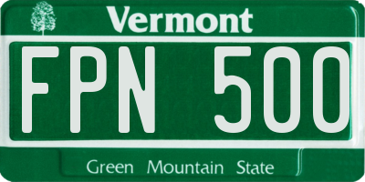 VT license plate FPN500