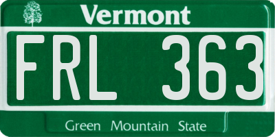 VT license plate FRL363