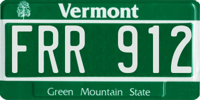 VT license plate FRR912