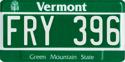 VT license plate FRY396