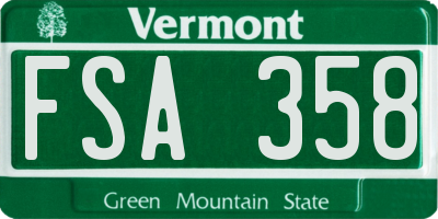 VT license plate FSA358