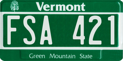 VT license plate FSA421