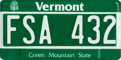 VT license plate FSA432