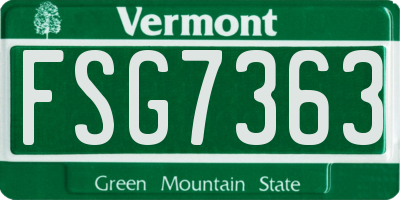 VT license plate FSG7363