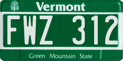 VT license plate FWZ312