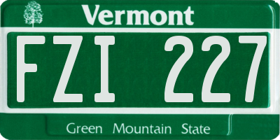 VT license plate FZI227
