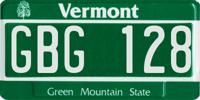 VT license plate GBG128