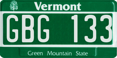 VT license plate GBG133