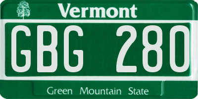 VT license plate GBG280