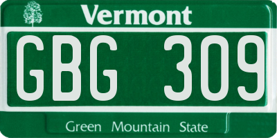 VT license plate GBG309