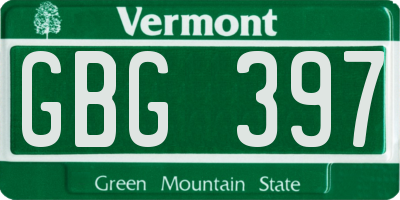 VT license plate GBG397