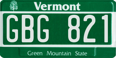 VT license plate GBG821