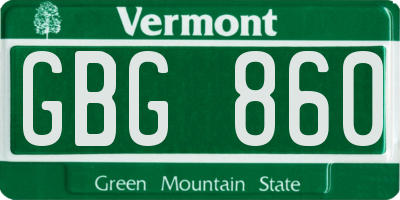 VT license plate GBG860