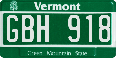 VT license plate GBH918