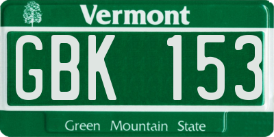 VT license plate GBK153